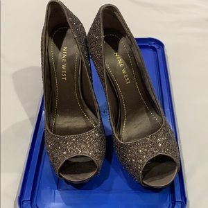 Brown Glittery open toe shoes